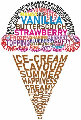 CVANU 81.28 cm Ice-Cream Flavours Typography Vinyl Wall Sticker for Wall Decor_cv40 Self Adhesive Sticker