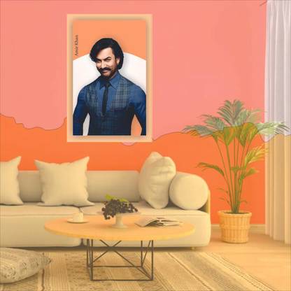 Vijaya enterprises 45.72 cm Advertising superstar actor amir khan wallpaper size (12x18cm) Self Adhesive Sticker