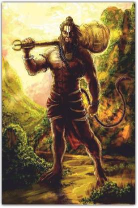 Jagvii 45.72 cm "Hanuman ji Standup" medium 3D Self Adhesive Wall Poster. Self Adhesive Sticker