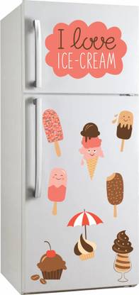 SAI DESIGNS 99 cm ice cream refrigerator design(40x92) Self Adhesive Sticker