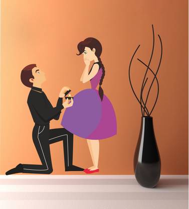 Sticker Hub 75 cm "A boy proposing a Girl" Wall Sticker 75 cm x 60 cm Self Adhesive Sticker