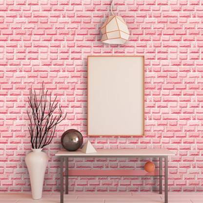 Flipkart SmartBuy 200 cm Pink brick Wallpaper - Self-adhesive and waterproof wallpaper(200CM X45CM) Self Adhesive Sticker