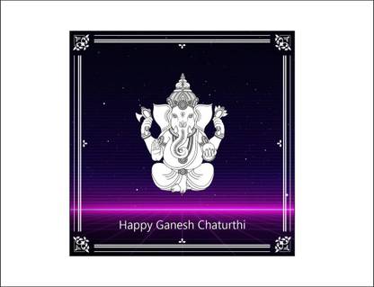 Sahaj Décor 91 cm Lord ganesha ganpati ji with happy ganesh chaturthi size (91x91 cm ) Self Adhesive Sticker