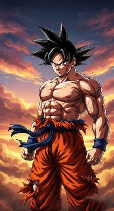 swaroopa 16.5 inch Goku Dragon Ball Z Anime A3 size non tearable sticker Self Adhesive Sticker