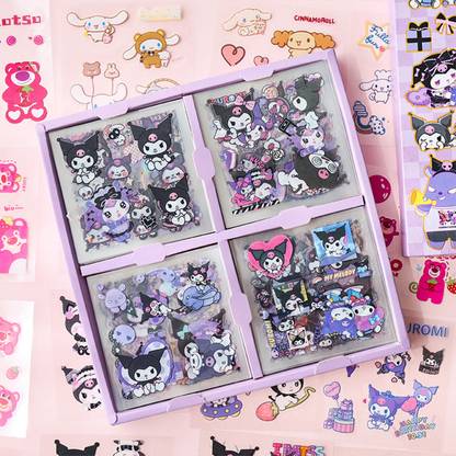 Phenovo 6 cm 100pcs Kuromi Melody Sticker Pack Cute Decals for Sanrio Fans Gift and DIY Decor Self Adhesive Sticker