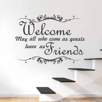 Zampyy 90 cm Welcome Friends| Wall Stickers |PVC Vinyl| Non-Reusable Sticker | Self Adhesive Sticker