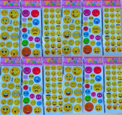 Super Easy 0.9 cm 20 Sheets Smiley Face Characters Kids Toys Puffy 3D Cute Funny Stickers Self Adhesive Sticker
