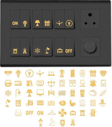 RSB HUB 1.5 cm Premium Golden Holographic Foil Embossed Gold Switch Stickers Self Adhesive Sticker
