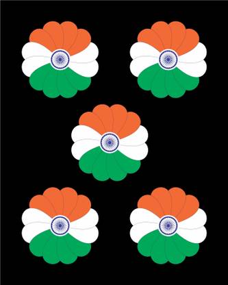 THE ICANS 4.5 inch INDEPENDENCE DAY/REPUBLIC DAY DECOR FLOWER _ 10 PCS Self Adhesive Sticker