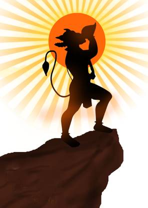 ShubhFly 47 cm Sarangpur Hanuman Photo Sticker Kastbhanjan Dev Wall Poster for Home Decor Self Adhesive Sticker