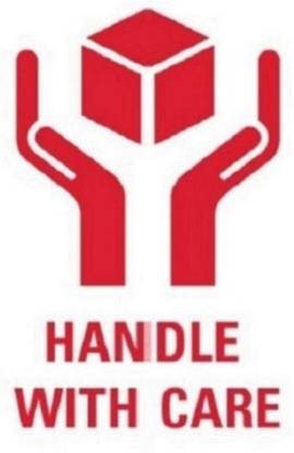 BlackDreams 10.16 cm Fragile Handle with Care Big Logo Sticker/Labels (4x2.5 inch (200 Stickers)) Self Adhesive Sticker