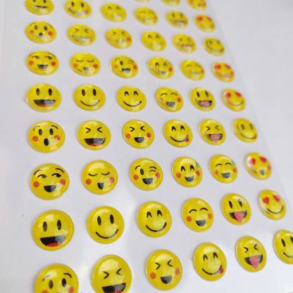 Chandrans Creation 1 cm 3D Smiley Emoji Face Expression Stickers Pack of 1 Self Adhesive Self Adhesive Sticker