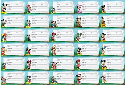 PRINTHUBS 3.5 inch mickey mouse Cartoon Name Slip Stickers Tag for Notebook Label (Size 3.5x2 Inch) Self Adhesive Sticker