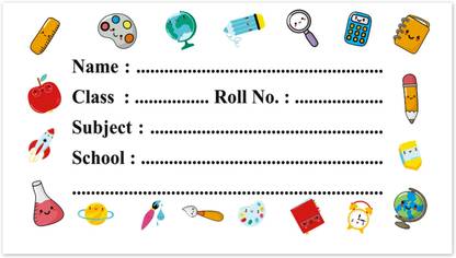CLICKEDIN 8 cm Beautiful Design Name Slip For Kids Notebook(Pack of 80 Stickers) School Labels Self Adhesive Sticker