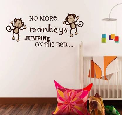 WALLDECORS 60.96 cm WALLDECOR MONKEYS WITH FUNNY QUOTES IMAGE Self Adhesive Sticker