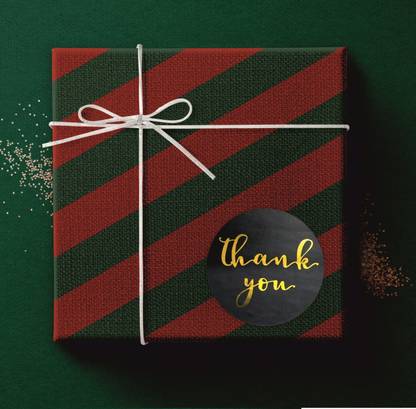 ALPHA DIGITAL PRINTS PRIVATE LIMITED 3.81 cm Thank You Round GOLDEN FOIL Stickers for Envelope, Gift Box and Order Packaging Self Adhesive Sticker