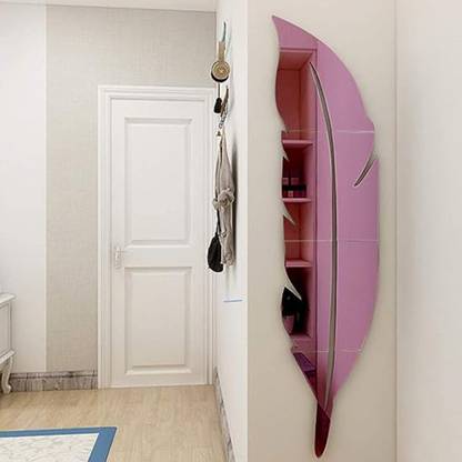 Chote Mote Seller 76 cm Feather mirror stickers for wall, acrylic mirror wall decor sticker Self Adhesive Sticker