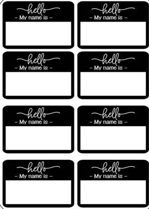 Thestickermom 3 inch Simple Name Tag Stickers – “Hello My Name Is” (Black & White, Set of 30) Self Adhesive Sticker