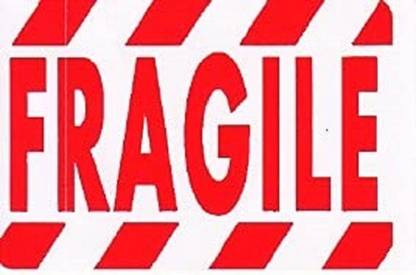 BlackDreams 7 cm Highlighted Cross-line Fragile Stickers/Labels (3x2 inch (200 Stickers) Self Adhesive Sticker