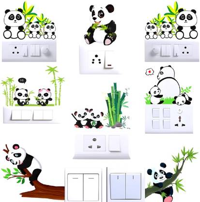 crystalsign 30 cm Beautiful Little Panda For Switch Panel and Home Decoration Self Adhesive Sticker