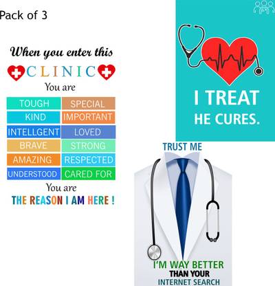 Wall gallery 45.72 cm Decorative Doctor Clinic Poster Under budget Doctors Quote Glowing Combo12*18inc Self Adhesive Sticker