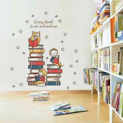 ZEN TREK 45 cm Study Room : Every Book is an Adventure Quote Self Adhesive Sticker