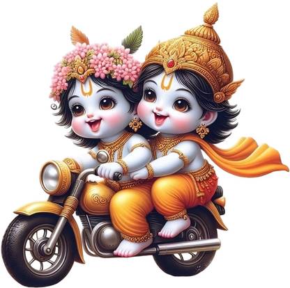 Approach Decor 60 cm Little Krishna And Balram Baby Krishna God Krishna Lord Krishna Ji Self Adhesive Sticker