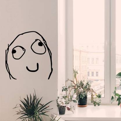SnappyVinyl 29 cm Smile Derp Internet Meme Wall Decals, Easy to Apply Self Adhesive Sticker