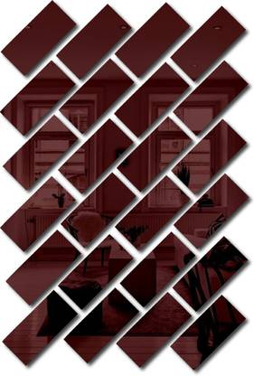 Bikri Kendra 15 cm 25 Big Rectangle Brown mirror sticker for wall 3d sticker acrylic Self Adhesive Sticker