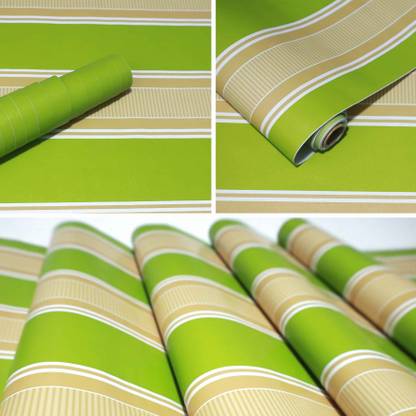 Wallmonks 300 cm Lines & Stripes Green Self Adhesive Sticker