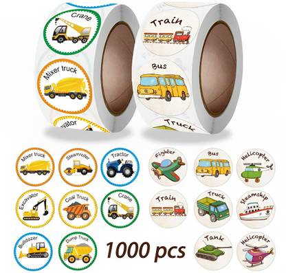HASTHIP 2 cm Cartoon Car Stickers Roll Rewards Labels Stickers Round Self Adhesive Envelopes Self Adhesive Sticker