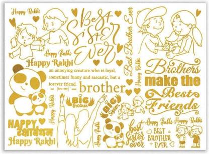 Joy Art 15 cm A5 Rakhi 3.0 Metal Premium Golden Color Sticker Sheet Resin & DIY Craft Self Adhesive Sticker