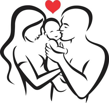 WALLDECORS 60.96 cm MOM&DAD BABYS LOVE IMAGE Self Adhesive Sticker