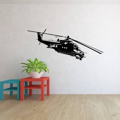 SnappyVinyl 57 cm Helicopter Apache Army War Self Adhesive Sticker