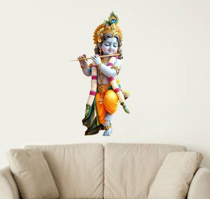 Riditcreation 58 cm Shree krishna Self Adhesive Sticker