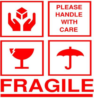 BlackDreams 5 cm Fragile-Handle with Care with Symbol Label/Sticker (100, 5cm x 5cm) Self Adhesive Sticker