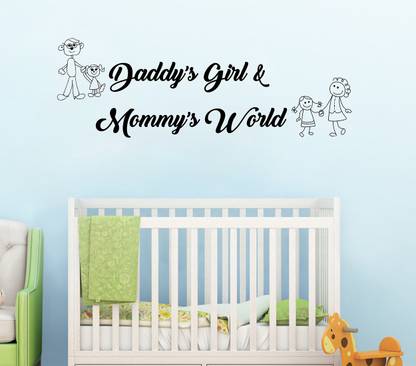 WALLDECORS 60.96 cm DADDYS GIRL & MOMMYS WORLD QUOTE IMAGE Self Adhesive Sticker