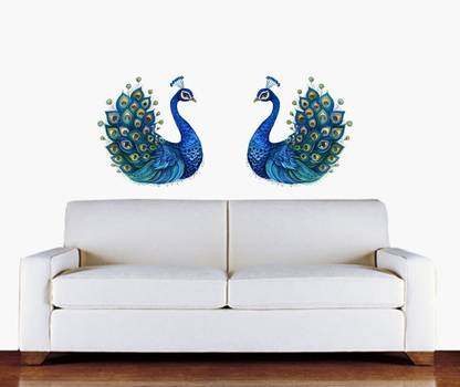 Hetshree decore 76 cm Peacock Couple Wall Sticker & Decal Self Adhesive Sticker