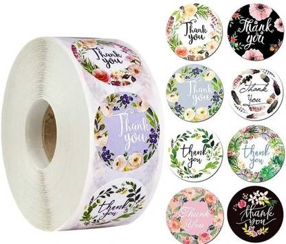 xoxo impex 3.5 cm Thank You Roll Stickers,500Pcs Self Adhesive Sticker (Pack of 2) Self Adhesive Sticker