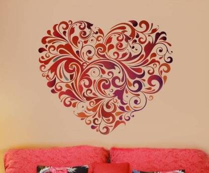 Happy Walls 10 Heart Floral Self Adhesive Sticker