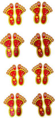 RUPALTTOYSBABA 8.89 cm Laxmi Feet Stickers for Home Door Entrance Stickers Non-Reusable Sticker