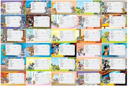 ModernDecor 3.5 inch Tom and Jerry Name Slip Stickers Tag for Notebook Diary Label (Size3.5x2 Inch) Self Adhesive Sticker