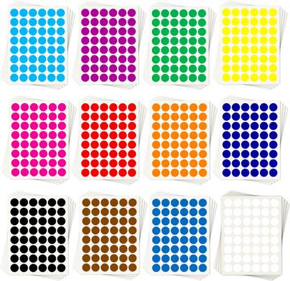 CLICKEDIN 2.54 cm Dot Sticker Set Of 2300 Sticker Multi-Color Self Adhesive Label Writable Surface Self Adhesive Sticker