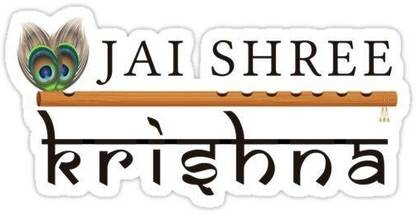 SSICONIC 1 inch Jai Shree Krishna Sticker Colorfull size 4x3 Pack of 2 Self Adhesive Sticker