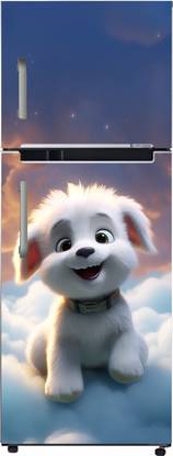 Design Decor 60 cm Cute Dog Fridge Door Sticker Refrigerators Double Door Sticker Freeze Decals Self Adhesive Sticker
