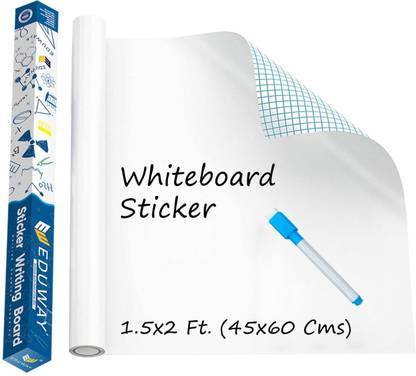 Eduway 60 cm Multi-Purpose Vinyl Whiteboard Sticker | Size : 1.5x2 Ft. | Easily Erasable and Waterproof | For Office, home, Study and Other Purposes | Reusable & Cleanable Self Adhesive Sticker