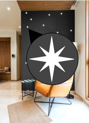 WALLDESIGN 7.62 cm Shining Star Wall Pattern White Set of 60 Self Adhesive Sticker