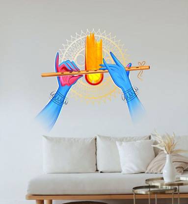 VCREATE DECOR 58 cm Krishna Hands Wall Sticker & Decal Size -( 58 cm x 53 cm ) Self Adhesive Sticker
