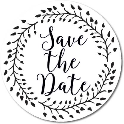 Darling Souvenir 5 cm White Round Vines Border Save The Date Stickers Gift Self Adhesive Sticker