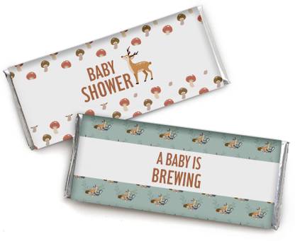 Inkdotpot 14.73 cm Chocolate Bar Wrapper Labels For Baby Shower Fox Theme Bar Labels-Pack Of 30 Pcs Self Adhesive Sticker